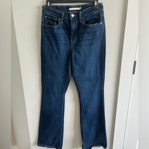 Levis 725 High Rise Bootcut Jeans Size 29 Dark Wash Flare Stretch Denim